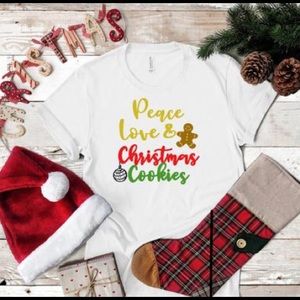 Adorable Peace Love and Christmas Cookies Shirt